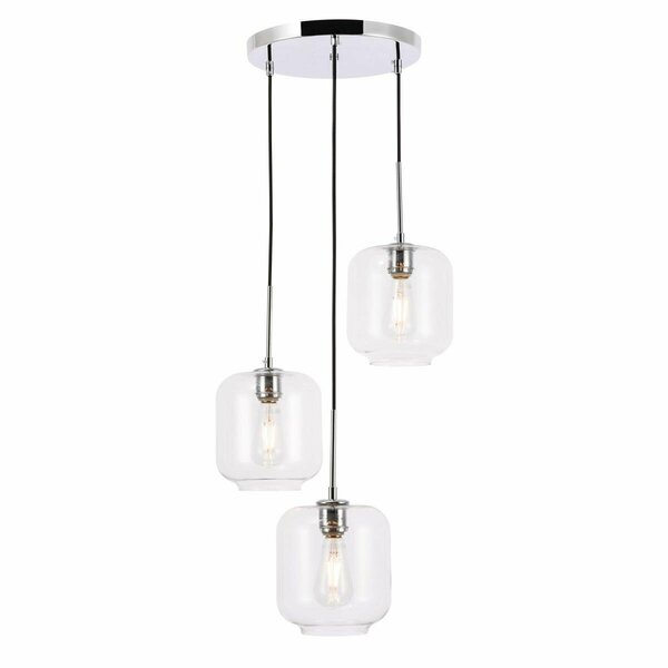 Cling Collier 3 Light Chrome & Clear Glass Pendant CL2943799